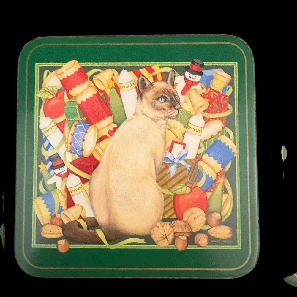 Pimpernel Set of 6 Coasters Cats Kitties Christmas In Box Snowman Made England